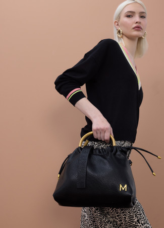 Rundhenkel Tasche aus Kunstleder