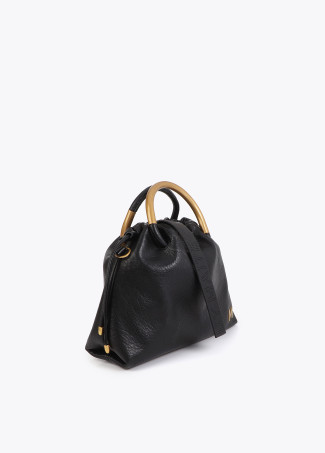 Round Handle Faux Leather Bag