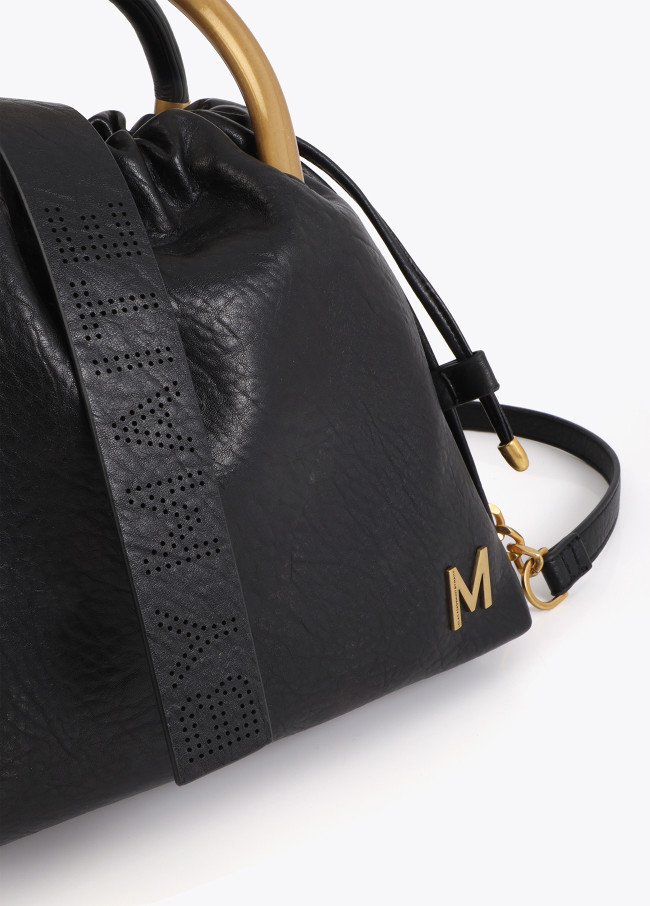 Round Handle Faux Leather Bag