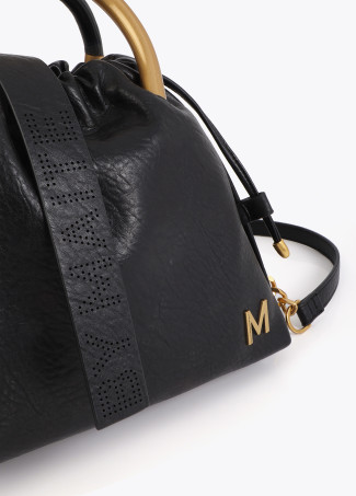 Borsa Effetto Pelle Manico Rotondo