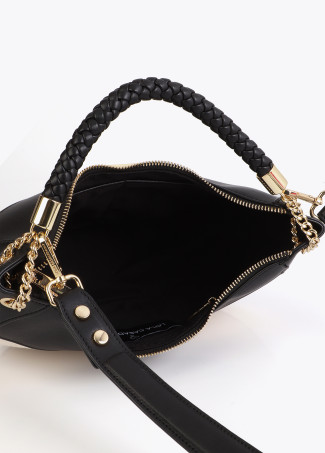 Zweifarbige Canvas- und Kunstleder-Hobo-Tasche