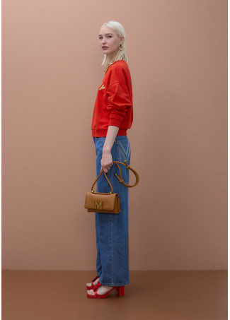 Rundhalsausschnitt Fleece-Sweatshirt mit 'Good Day' Text