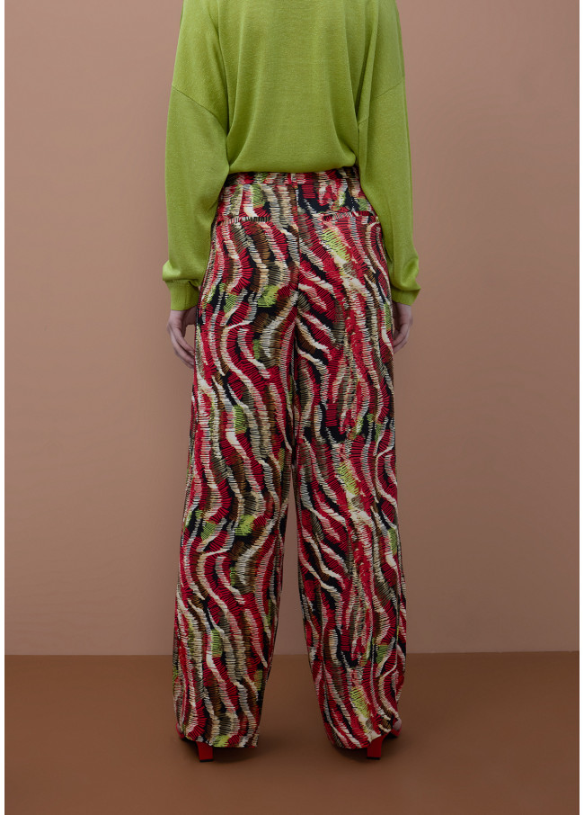 Pantalon satiné large imprimé