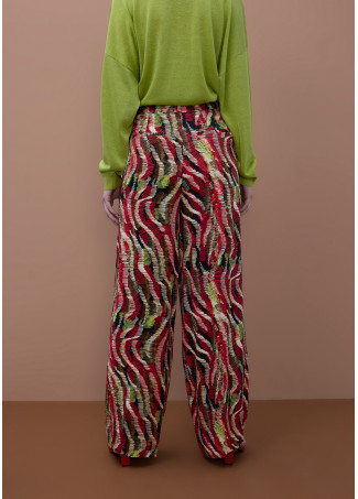 Pantalon satiné large imprimé