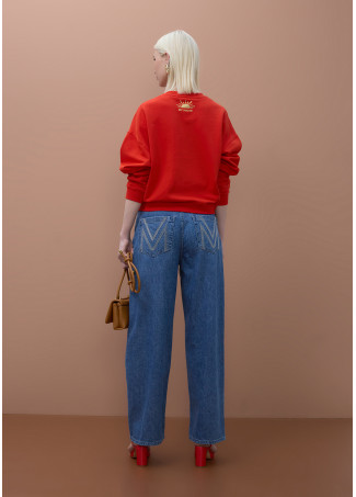 Embroidered Pocket Wideleg Pants M