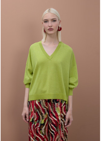 Maglia Lurex Scollo a V Tono su Tono