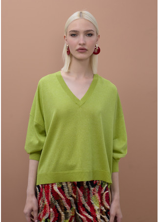 Maglia Lurex Scollo a V Tono su Tono