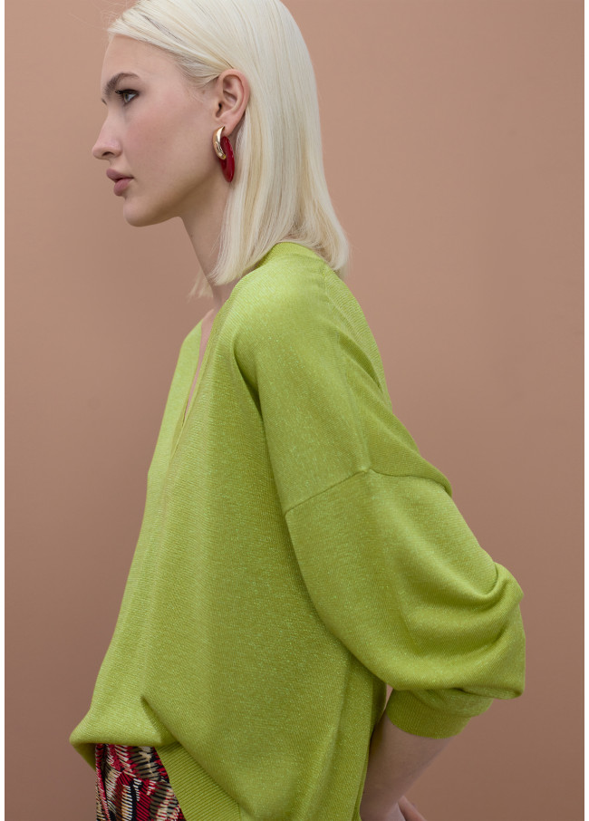 Maglia Lurex Scollo a V Tono su Tono