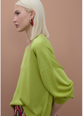 Tone Lurex V-Neck Sweater