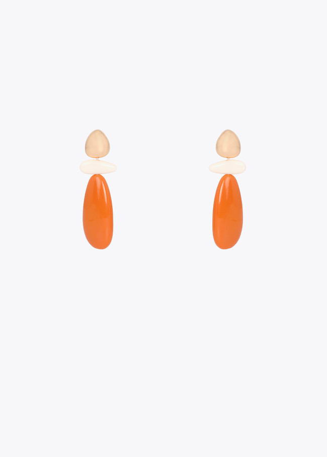Bicolor Resin Combined Earrings