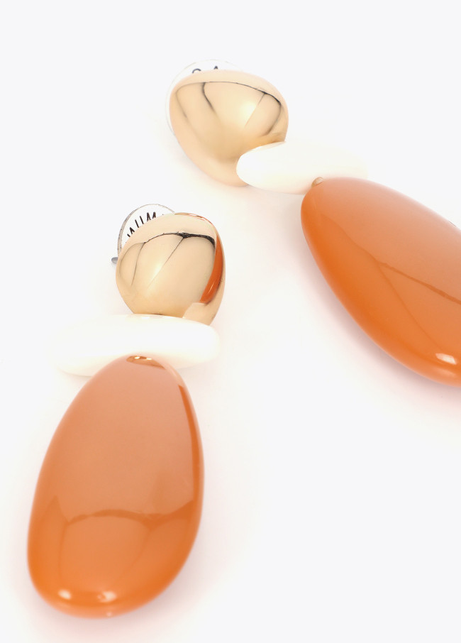 Bicolor Resin Combined Earrings