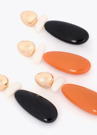 Boucles d'oreilles combinées résine bicolore