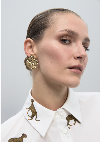 Boucles d'oreilles irrégulières en or texturé