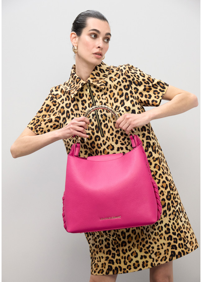 Cutout Metallic Handle Shopper