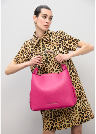 Cutout Metallic Handle Shopper