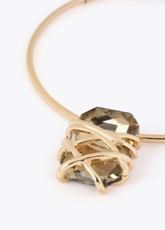 Metallic Choker with Maxi Crystal and Metallic Details