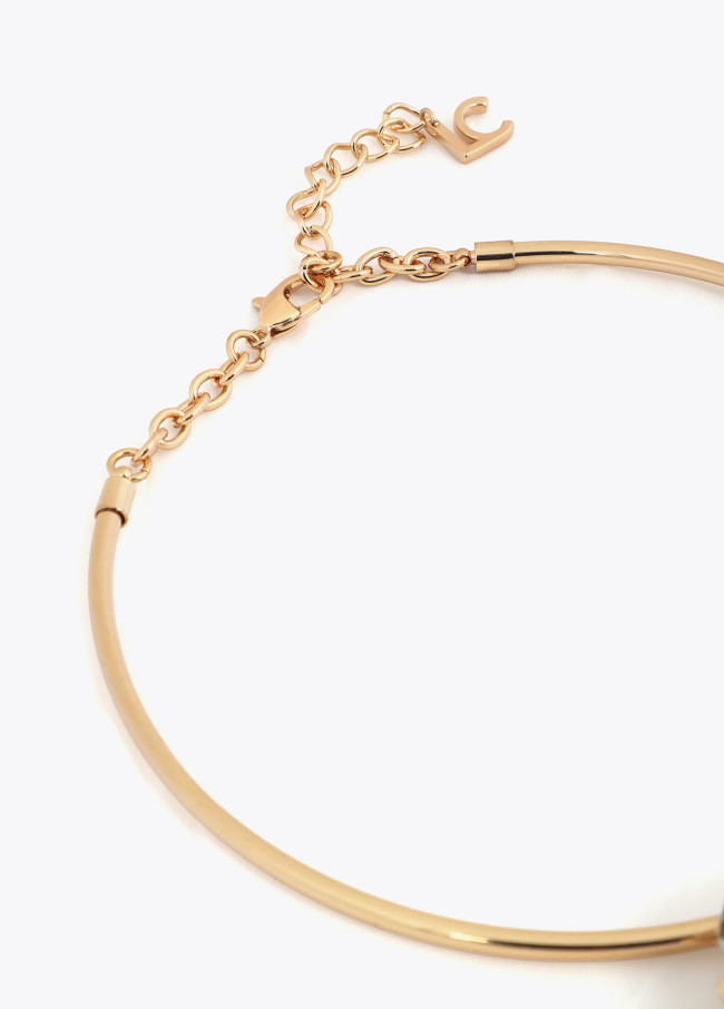 Metallischer Choker mit Maxi-Kristall und...