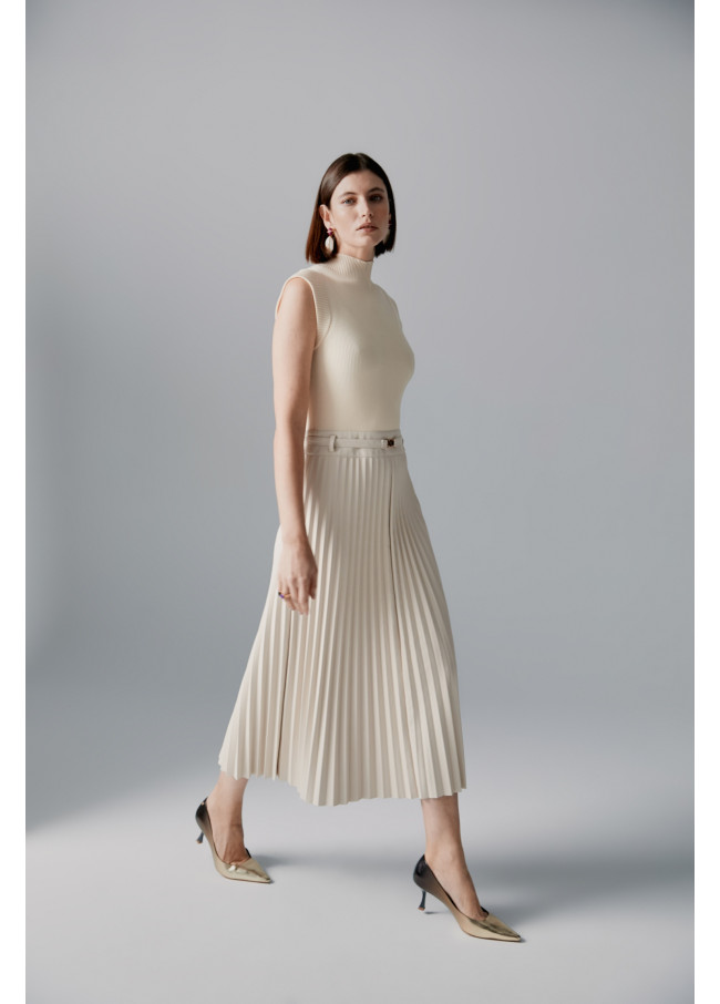 Vestido midi falda plisada