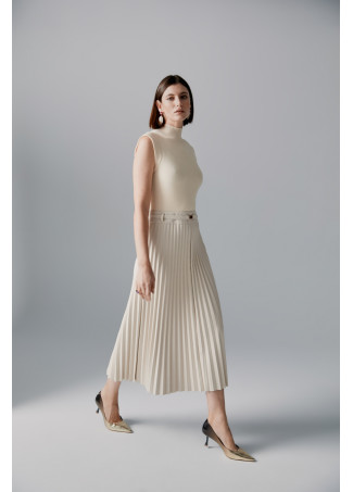 Vestido midi falda plisada