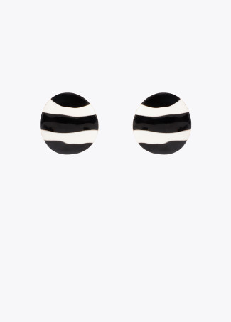 Lacquered Striped Button Earring