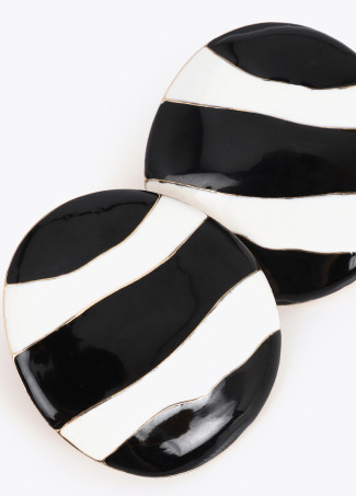 Lacquered Striped Button Earring