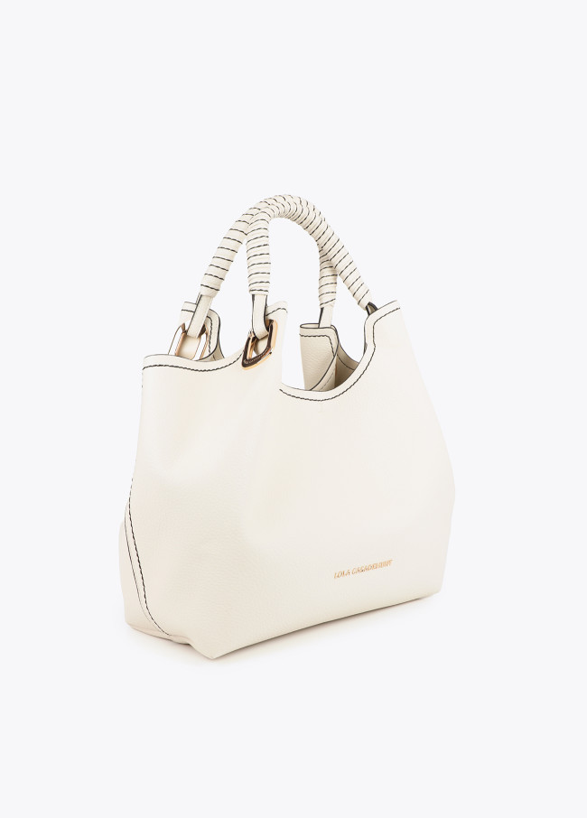 Shopper with Braided Handle and Metallic Details