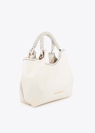 Shopper con Manico Intrecciato e Dettagli Metallici