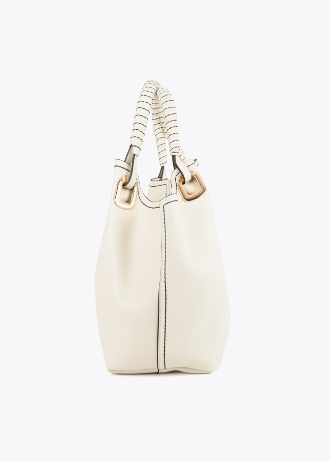 Shopper with Braided Handle and Metallic Details