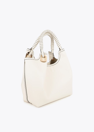 Shopper avec Poignée Tressée et Détails Métalliques