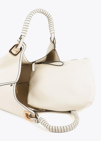 Shopper con Manico Intrecciato e Dettagli Metallici