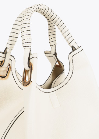 Shopper avec Poignée Tressée et Détails Métalliques