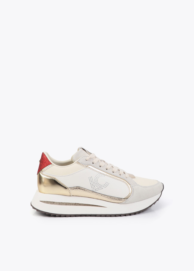 Sneaker con piattaforma bicolore in tessuti...