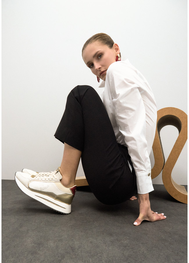 Bicolor Platform Sneaker with Combined Fabrics...