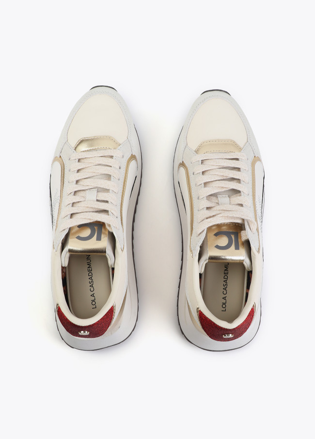 Zweifarbige Plattform-Sneaker aus Kombigewebe...