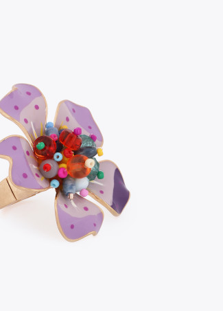 Anello Fiore Laccato con Perline Multicolori
