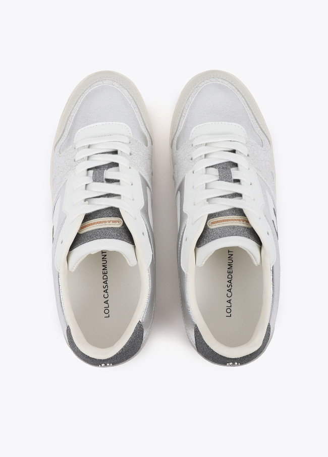 Sneakers with Internal Wedge in Mixed Fabrics...