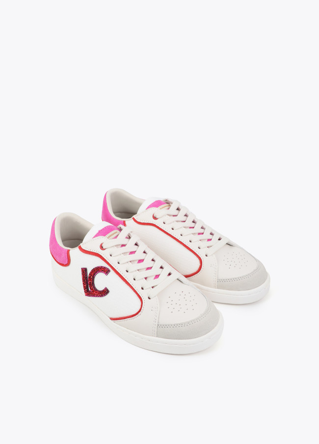 Sneaker con Logo in Tessuti Misti e Dettagli in...