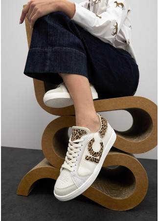 Scarpa con Logo in Tessuti Combinati e Dettagli in Pelle