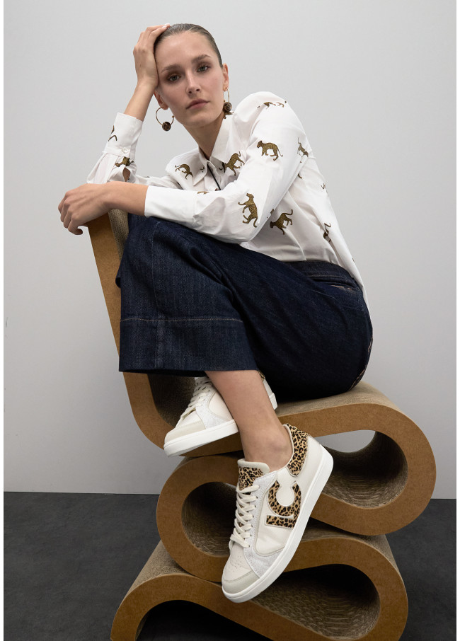 Sneaker mit Logo in Kombinierten Stoffen und...