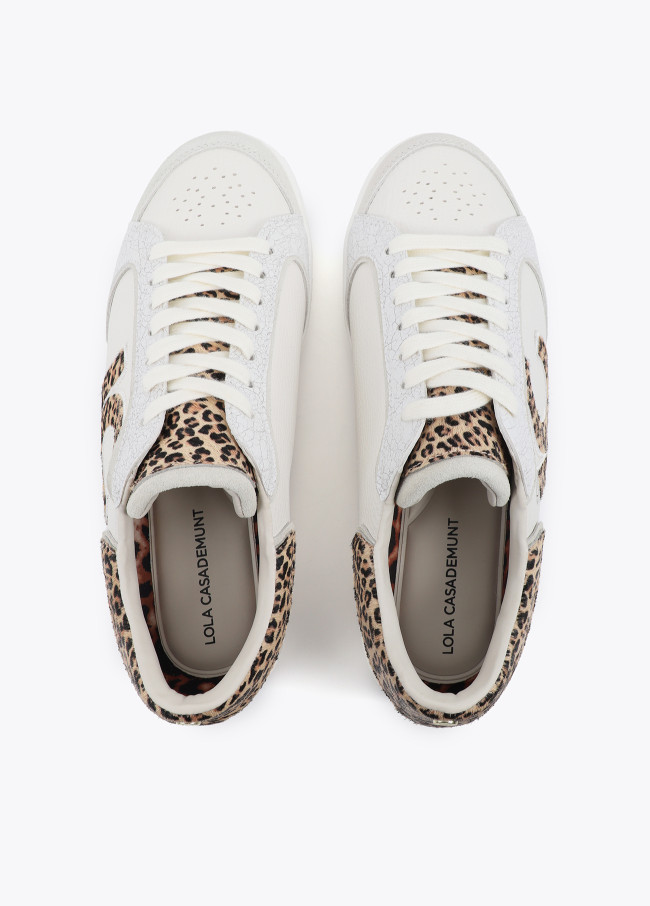 Sneaker with Logo in Mixed Fabrics and Leather...