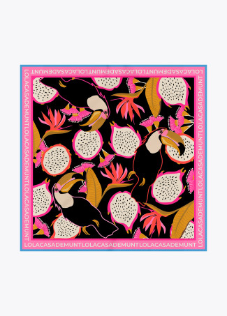 Pañuelo satinado con estampado tropical