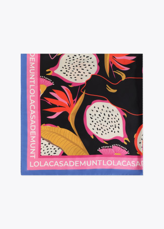 Pañuelo satinado con estampado tropical
