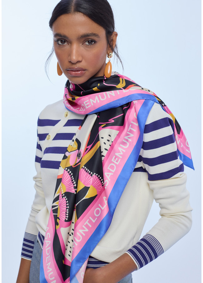 Foulard Satiné Imprimé Tropical