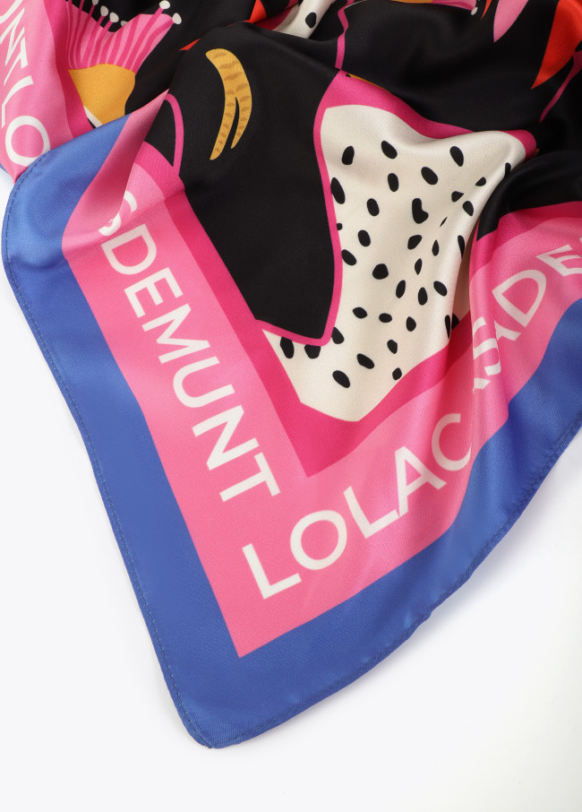 Satin Schal mit Tropischem Print