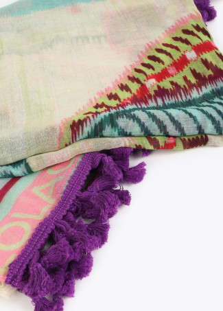 Tropical Print Sarong with Tassels