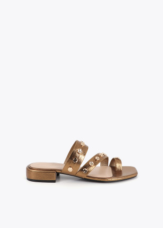 Flat Metallic Toe Ring Sandal