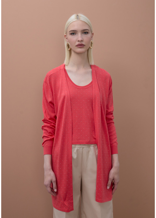 Cardigan Lungo con Strass