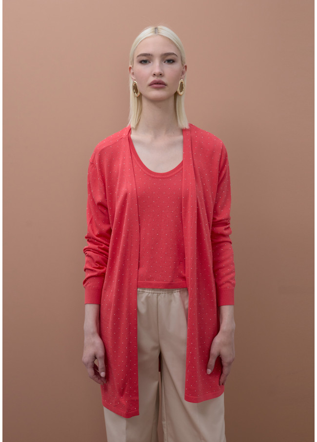 Cardigan Lungo con Strass