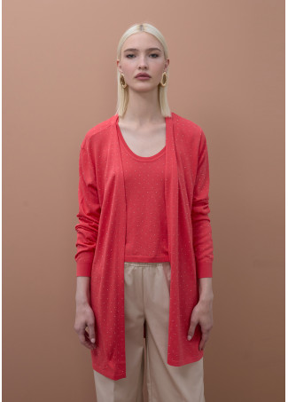 Langer Cardigan mit Strass