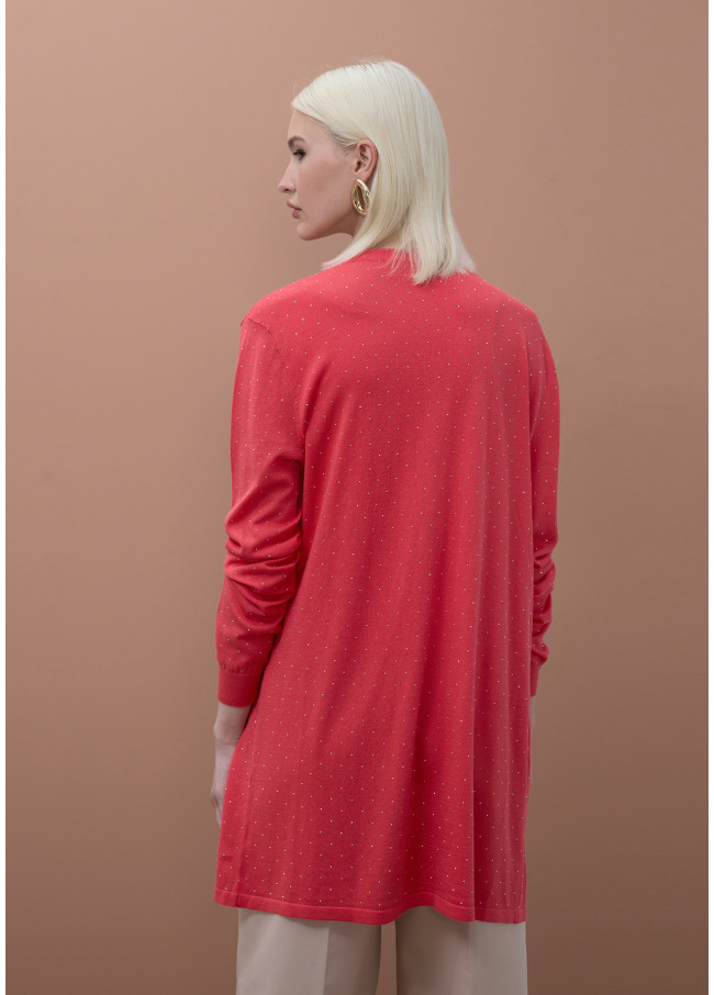 Langer Cardigan mit Strass